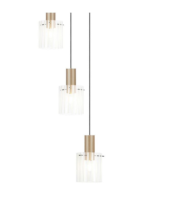 Hudson 86cm Round Pendant 9 Light Adjustable E27 Light Gold/Frosted/Clear Wide Line Glass Item Weight: 21kg-8