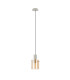 Hudson 21cm Single Pendant 1 Light Adjustable E27 Beige Stone/Amber Narrow Line Glass-5