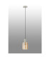 Hudson 21cm Single Pendant 1 Light Adjustable E27 Beige Stone/Amber Narrow Line Glass-8