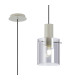 Hudson 21cm Single Pendant 1 Light Adjustable E27 Beige Stone/Smoke Narrow Line Glass-1