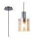 Hudson 21cm Single Pendant 1 Light Adjustable E27 Dark Grey/Amber Narrow Line Glass-1