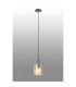 Hudson 21cm Single Pendant 1 Light Adjustable E27 Dark Grey/Amber Narrow Line Glass-3