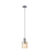 Hudson 21cm Single Pendant 1 Light Adjustable E27 Dark Grey/Amber Narrow Line Glass-4