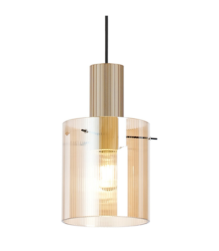 Hudson 21cm Single Pendant 1 Light Adjustable E27 Light Gold/Amber Narrow Line Glass-7