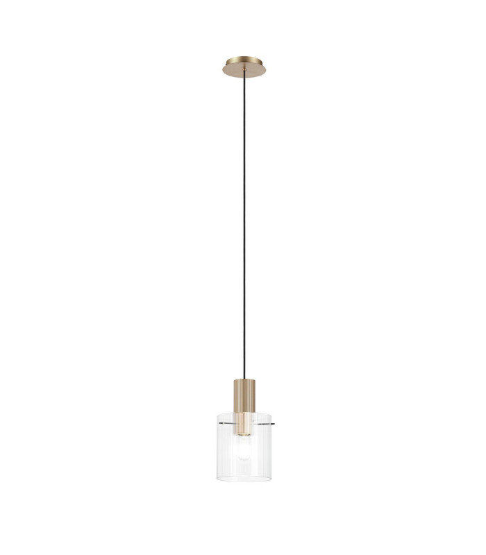 Hudson 21cm Single Pendant 1 Light Adjustable E27 Light Gold/Clear Narrow Line Glass-4