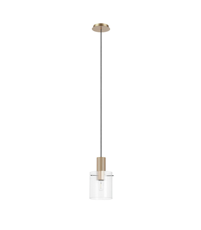 Hudson 21cm Single Pendant 1 Light Adjustable E27 Light Gold/Clear Narrow Line Glass-5