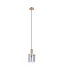Hudson 21cm Single Pendant 1 Light Adjustable E27 Light Gold/Smoke Narrow Line Glass-5