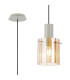 Hudson 21cm Single Pendant 1 Light Adjustable E27 Beige Stone/Amber Wide Line Glass-1
