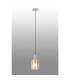 Hudson 21cm Single Pendant 1 Light Adjustable E27 Beige Stone/Amber Wide Line Glass-3