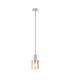 Hudson 21cm Single Pendant 1 Light Adjustable E27 Beige Stone/Amber Wide Line Glass-4