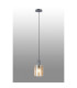 Hudson 21cm Single Pendant 1 Light Adjustable E27 Dark Grey/Amber Wide Line Glass-3