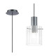 Hudson 21cm Single Pendant 1 Light Adjustable E27 Dark Grey/Clear Wide Line Glass-1
