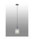 Hudson 21cm Single Pendant 1 Light Adjustable E27 Dark Grey/Frosted/Clear Wide Line Glass-3