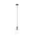 Hudson 21cm Single Pendant 1 Light Adjustable E27 Dark Grey/Frosted/Clear Wide Line Glass-4