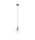 Hudson 21cm Single Pendant 1 Light Adjustable E27 Dark Grey/Frosted/Clear Wide Line Glass-5