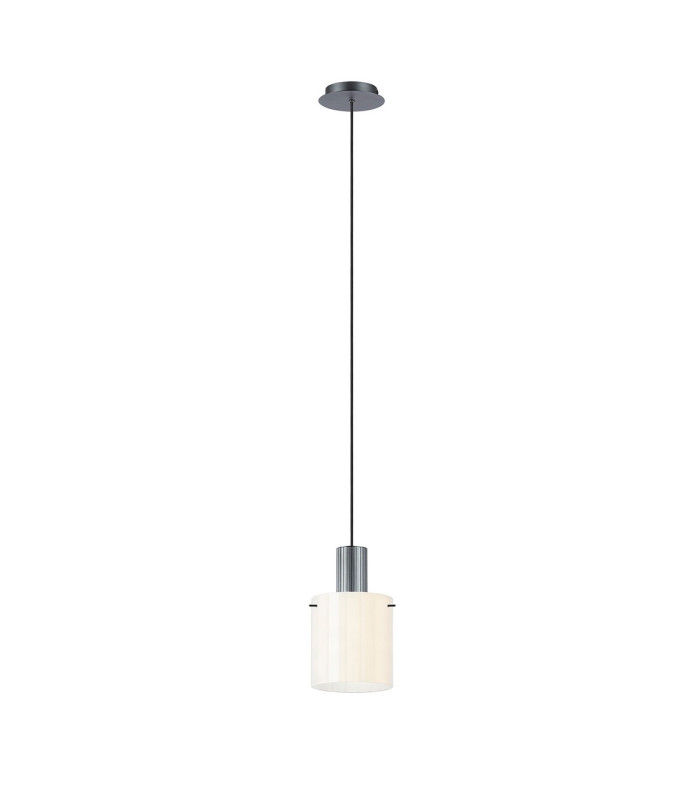 Hudson 21cm Single Pendant 1 Light Adjustable E27 Dark Grey/Gloss White Wide Line Glass-3