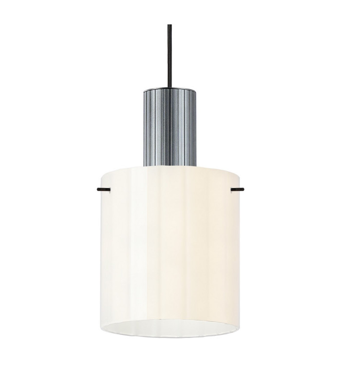 Hudson 21cm Single Pendant 1 Light Adjustable E27 Dark Grey/Gloss White Wide Line Glass-6
