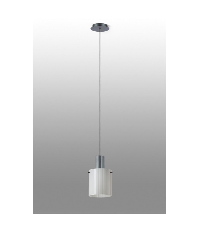 Hudson 21cm Single Pendant 1 Light Adjustable E27 Dark Grey/Gloss White Wide Line Glass-7