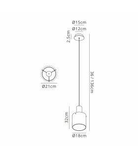 Hudson 21cm Single Pendant 1 Light Adjustable E27 Light Gold/Clear Wide Line Glass-2