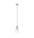 Hudson 21cm Single Pendant 1 Light Adjustable E27 Light Gold/Clear Wide Line Glass-5