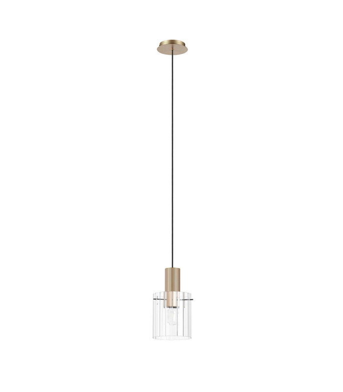 Hudson 21cm Single Pendant 1 Light Adjustable E27 Light Gold/Clear Wide Line Glass-5
