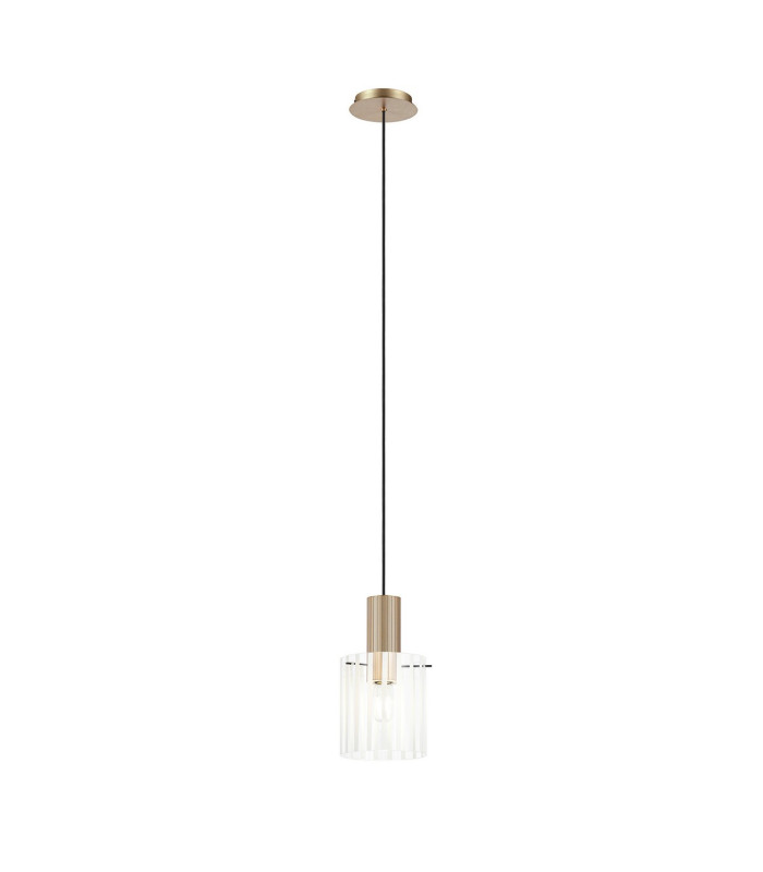 Hudson 21cm Single Pendant 1 Light Adjustable E27 Light Gold/Frosted/Clear Wide Line Glass-4
