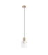 Hudson 21cm Single Pendant 1 Light Adjustable E27 Light Gold/Frosted/Clear Wide Line Glass-5