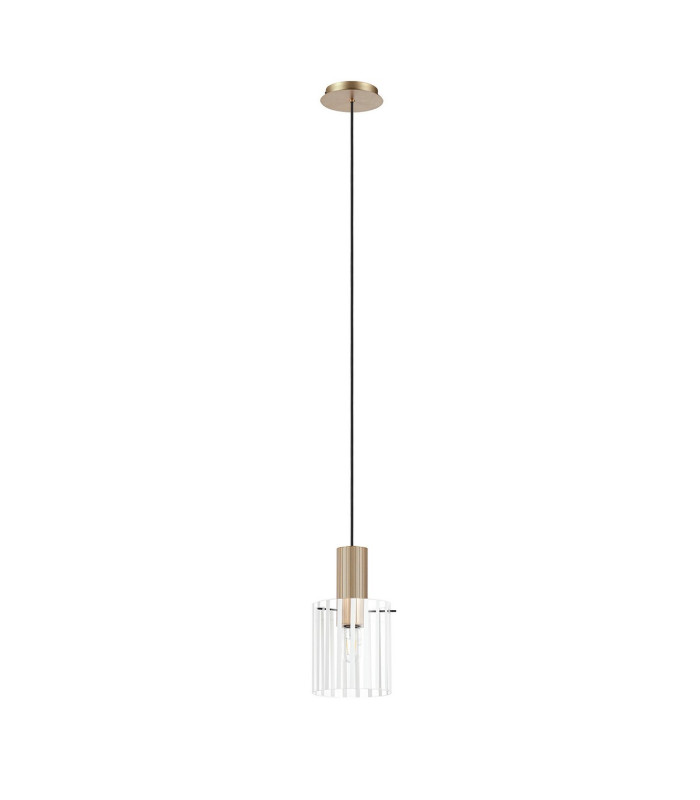 Hudson 21cm Single Pendant 1 Light Adjustable E27 Light Gold/Frosted/Clear Wide Line Glass-5