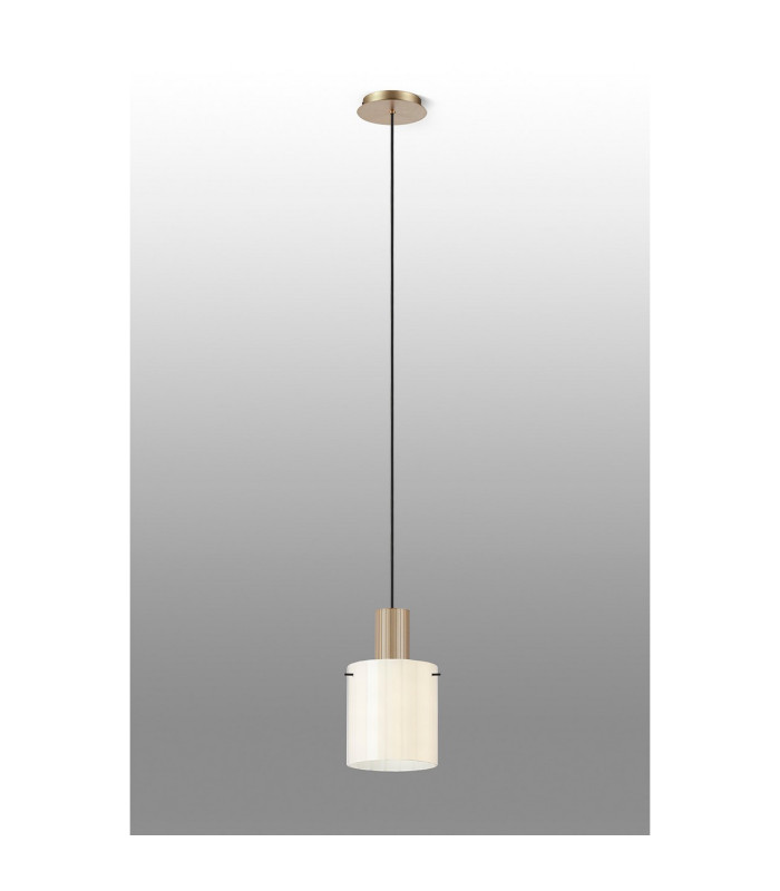 Hudson 21cm Single Pendant 1 Light Adjustable E27 Light Gold/Gloss White Wide Line Glass-3