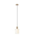 Hudson 21cm Single Pendant 1 Light Adjustable E27 Light Gold/Gloss White Wide Line Glass-4