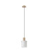 Hudson 21cm Single Pendant 1 Light Adjustable E27 Light Gold/Gloss White Wide Line Glass-5