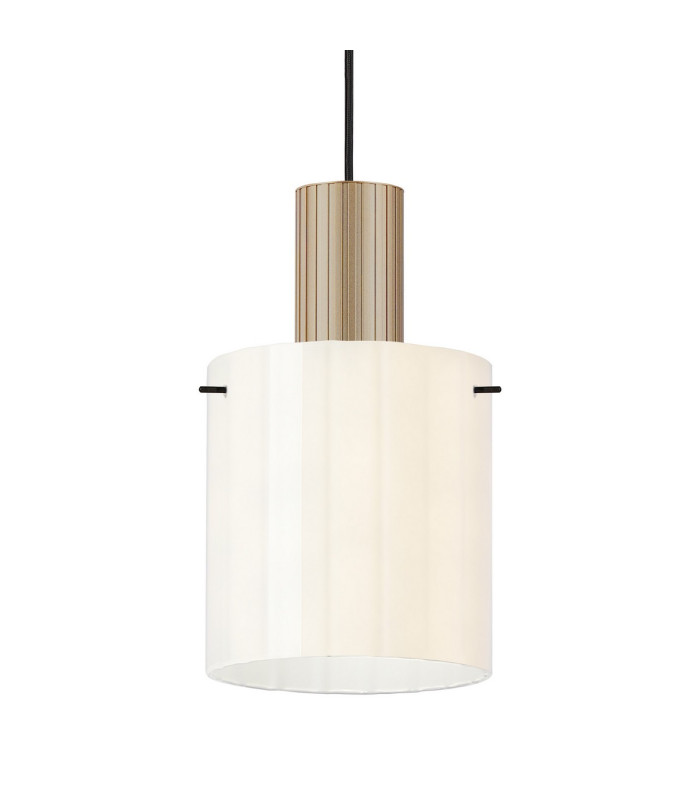 Hudson 21cm Single Pendant 1 Light Adjustable E27 Light Gold/Gloss White Wide Line Glass-7