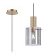 Hudson 21cm Single Pendant 1 Light Adjustable E27 Light Gold/Smoke Wide Line Glass-1