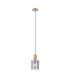 Hudson 21cm Single Pendant 1 Light Adjustable E27 Light Gold/Smoke Wide Line Glass-4