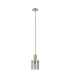 Hudson 21cm Single Pendant 1 Light Adjustable E27 Light Gold/Smoke Wide Line Glass-5
