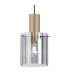 Hudson 21cm Single Pendant 1 Light Adjustable E27 Light Gold/Smoke Wide Line Glass-7