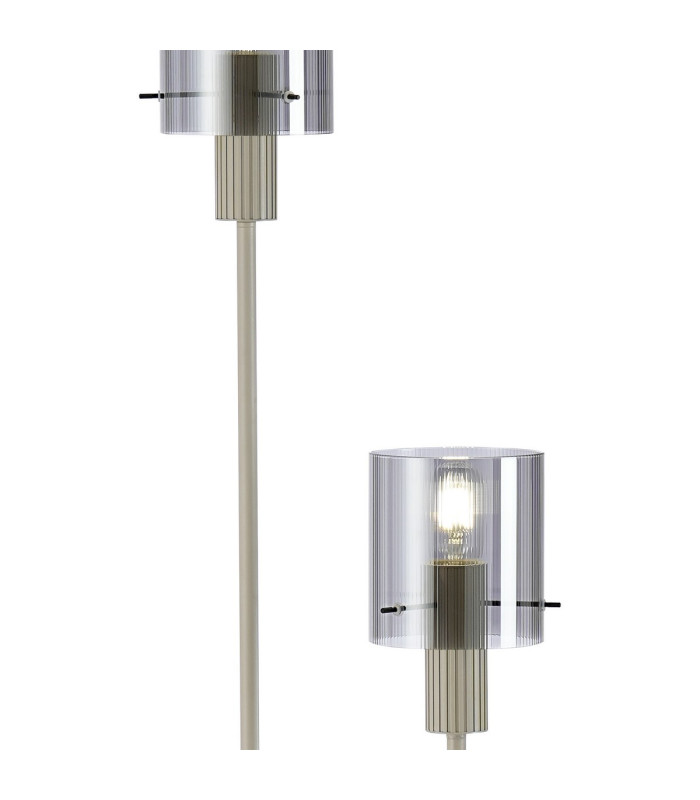 Hudson Stepped Floor Lamp 2 Light E27 Beige Stone/Smoke Narrow Line Glass-6