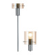 Hudson Stepped Floor Lamp 2 Light E27 Dark Grey/Amber Narrow Line Glass-6