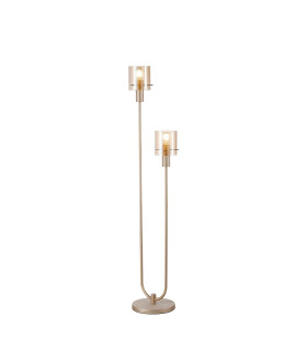 Hudson Stepped Floor Lamp 2 Light E27 Light Gold/Amber Narrow Line Glass-1