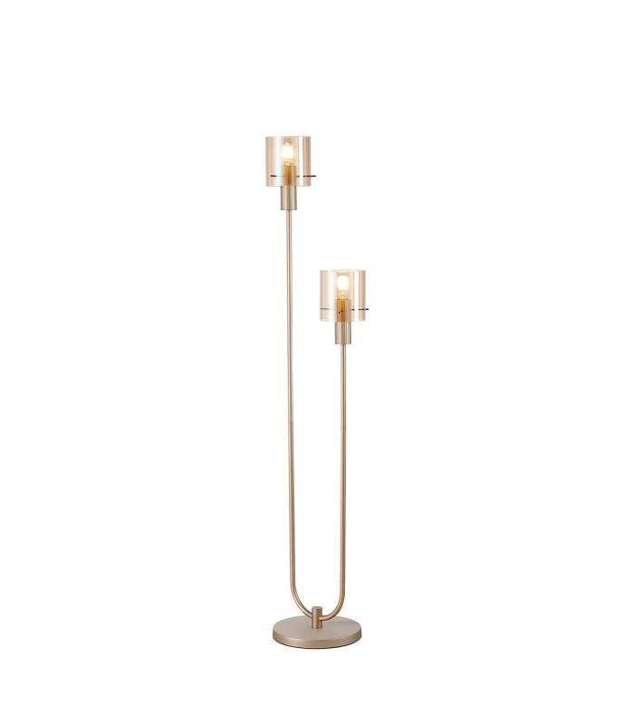 Hudson Stepped Floor Lamp 2 Light E27 Light Gold/Amber Narrow Line Glass-1