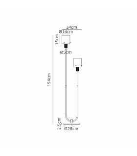 Hudson Stepped Floor Lamp 2 Light E27 Light Gold/Amber Narrow Line Glass-2