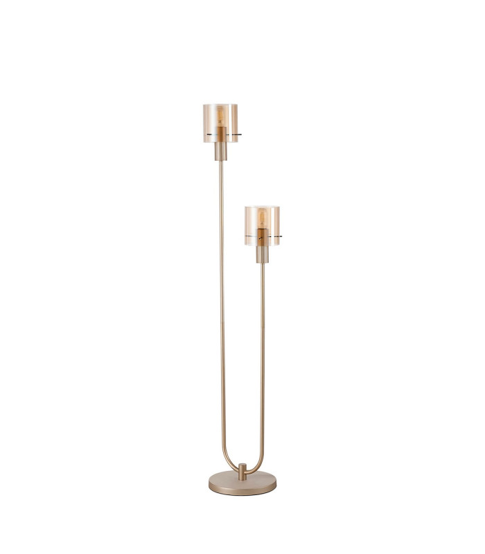 Hudson Stepped Floor Lamp 2 Light E27 Light Gold/Amber Narrow Line Glass-4