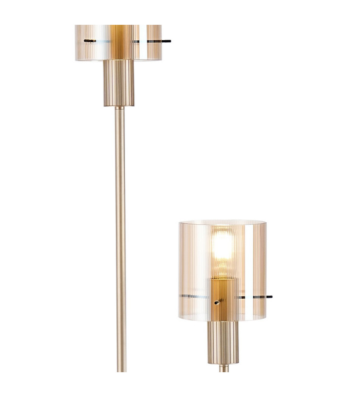 Hudson Stepped Floor Lamp 2 Light E27 Light Gold/Amber Narrow Line Glass-6