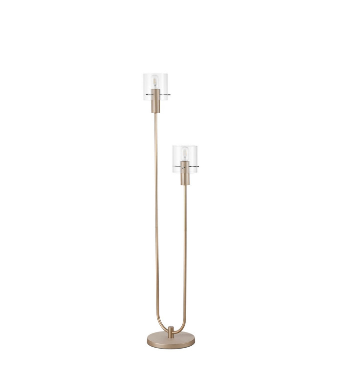 Hudson Stepped Floor Lamp 2 Light E27 Light Gold/Clear Narrow Line Glass-4