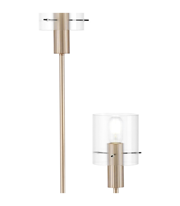 Hudson Stepped Floor Lamp 2 Light E27 Light Gold/Clear Narrow Line Glass-5