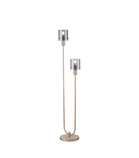 Hudson Stepped Floor Lamp 2 Light E27 Light Gold/Smoke Narrow Line Glass-1