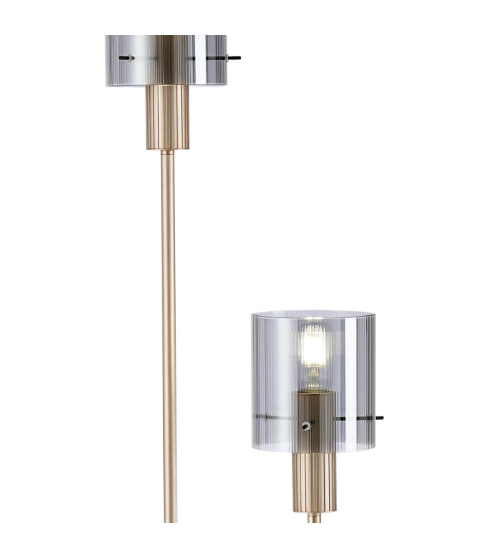 Hudson Stepped Floor Lamp 2 Light E27 Light Gold/Smoke Narrow Line Glass-6