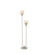 Hudson Stepped Floor Lamp 2 Light E27 Beige Stone/Amber Wide Line Glass-1