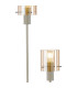 Hudson Stepped Floor Lamp 2 Light E27 Beige Stone/Amber Wide Line Glass-6