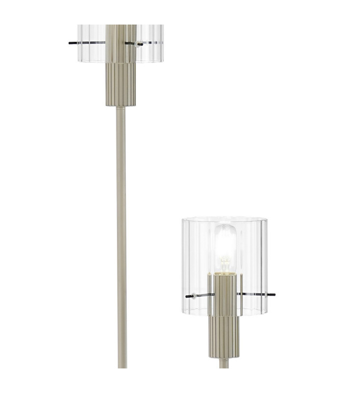 Hudson Stepped Floor Lamp 2 Light E27 Beige Stone/Clear Wide Line Glass-6